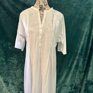 NWT Hanro Cotton Deluxe short sleeve button front gown sz M